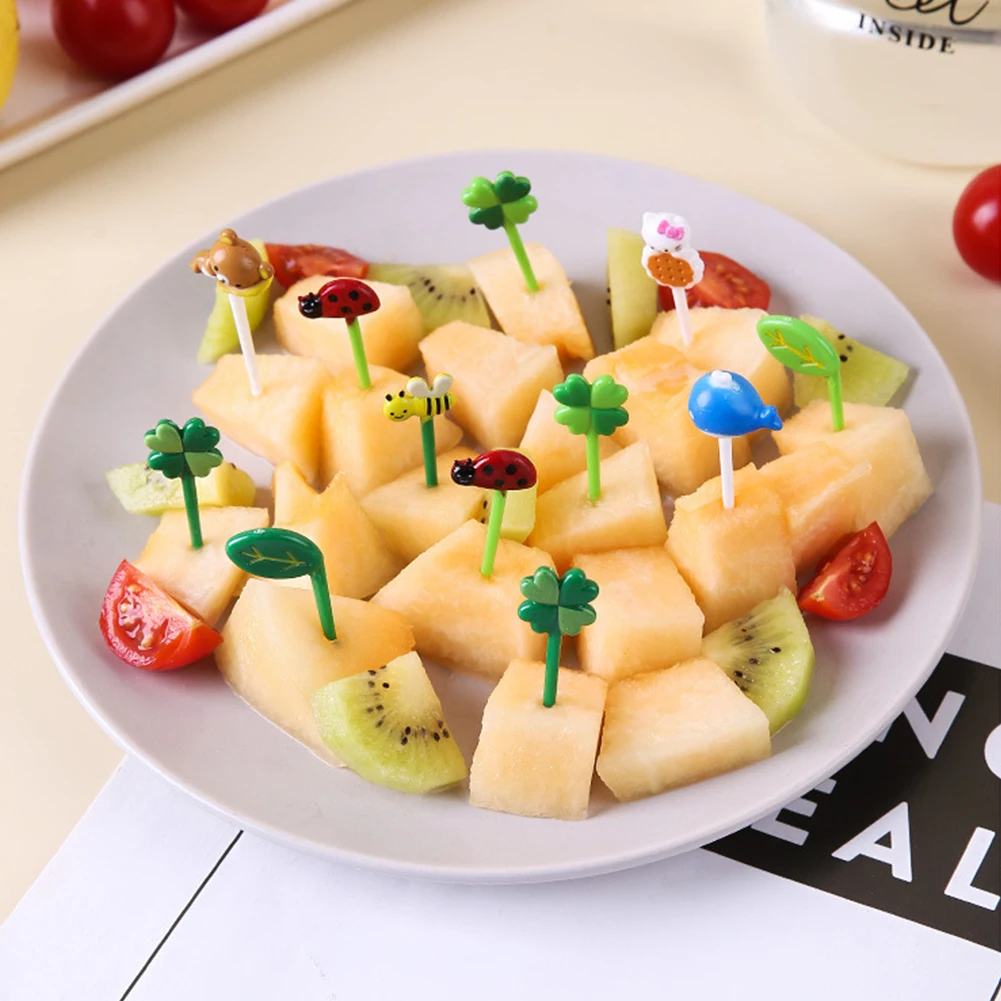 Fruit Fork 8/12Pcs Kids Fruit Picks Needle Stick Toothpicks Mini Creative Fruit Cake Dessert Food Forks Lunch Box Decor