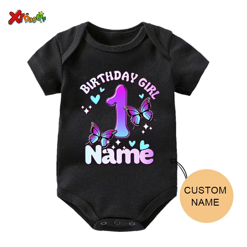 Girls Butterfly Birthday Family Matching Outfits Party Custom Name Toddler Shirt 6 Years Old Girl Outfit Familia Outfit T Shirts 3