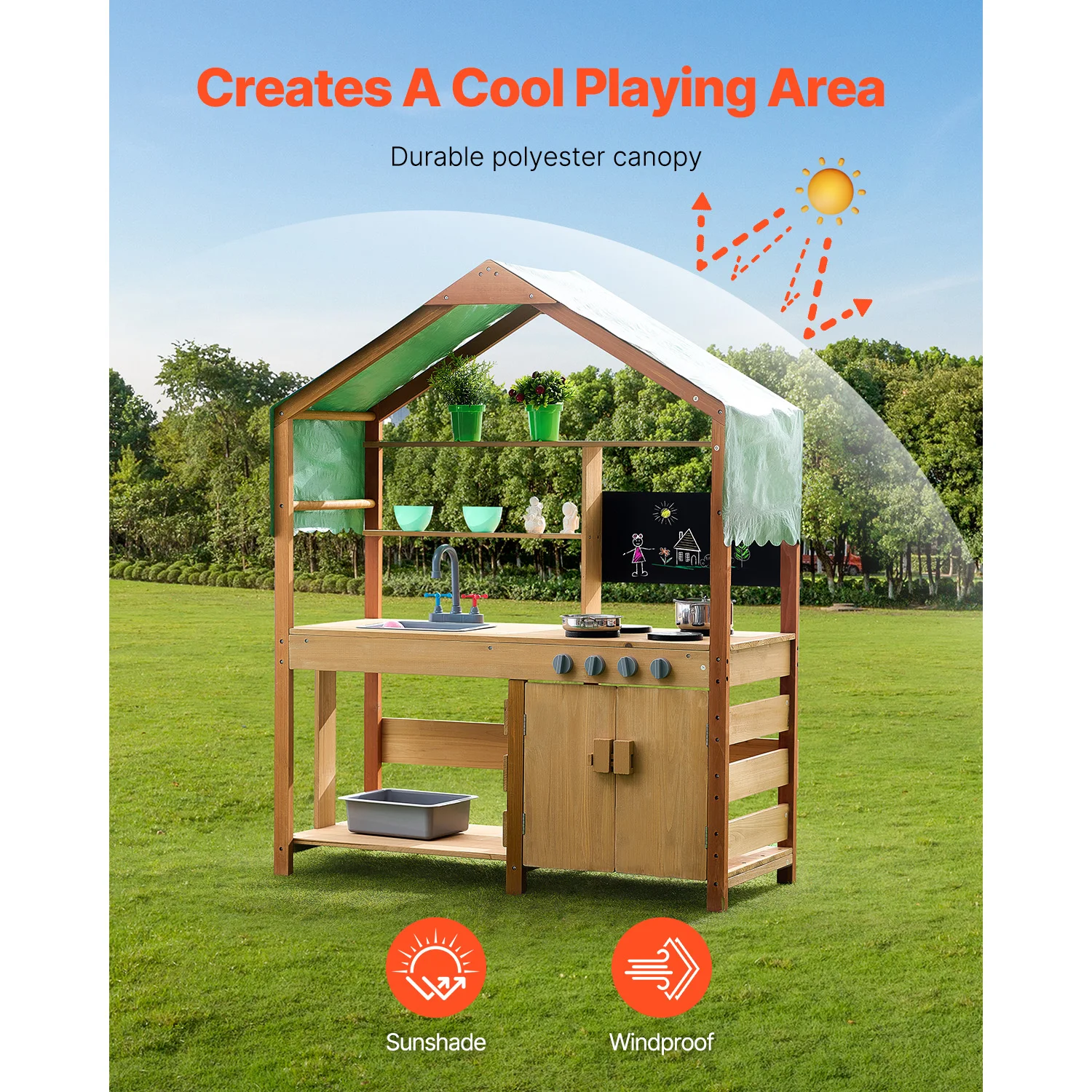 Outdoor Kids Mud Kitchen Playset with Stove and Faucet