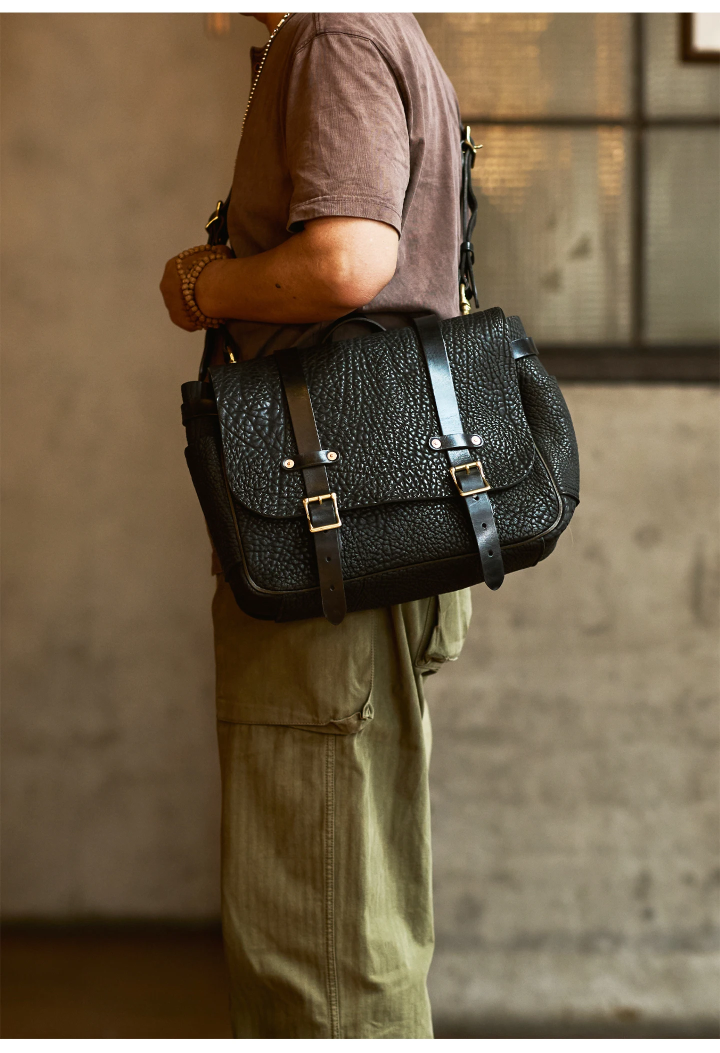 Business Vintage echtes Leder Herren Aktentasche Outdoor-Reise Designer handgemachte Luxusmarke echtes Rindsleder Umhängetasche – Detail 9