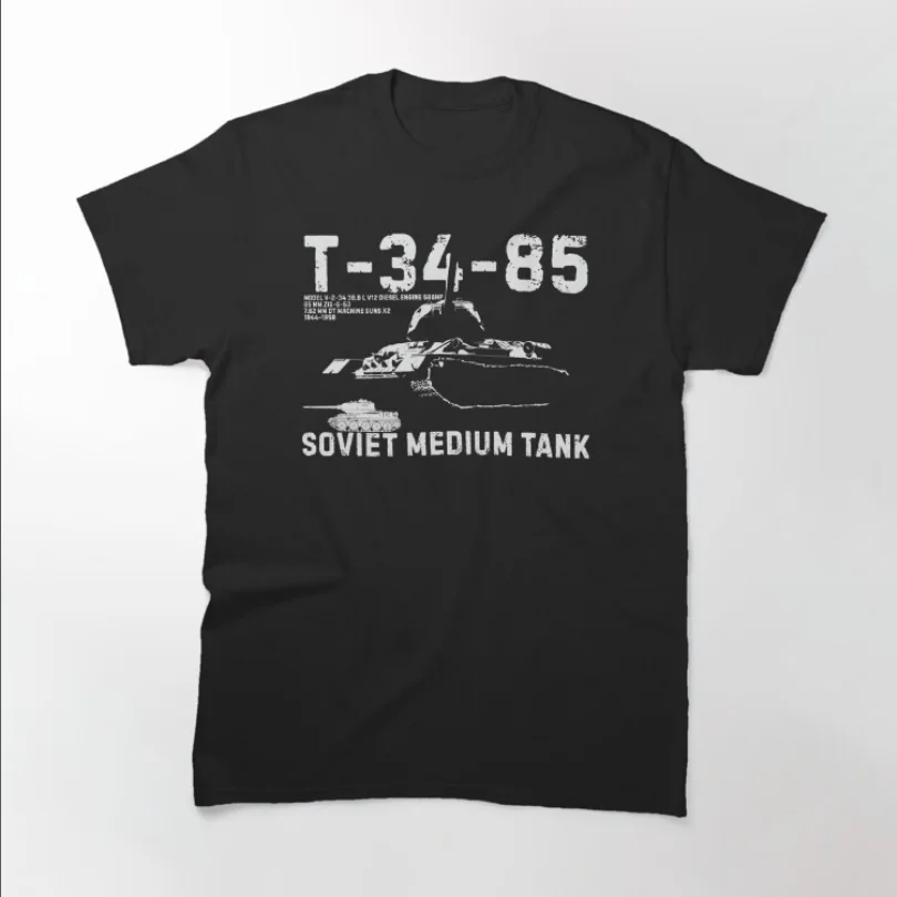 

Soviet T-34-85 Medium Tank T-Shirt 100% Cotton O-Neck Short Sleeve Casual Mens T-shirt Size S-3XL