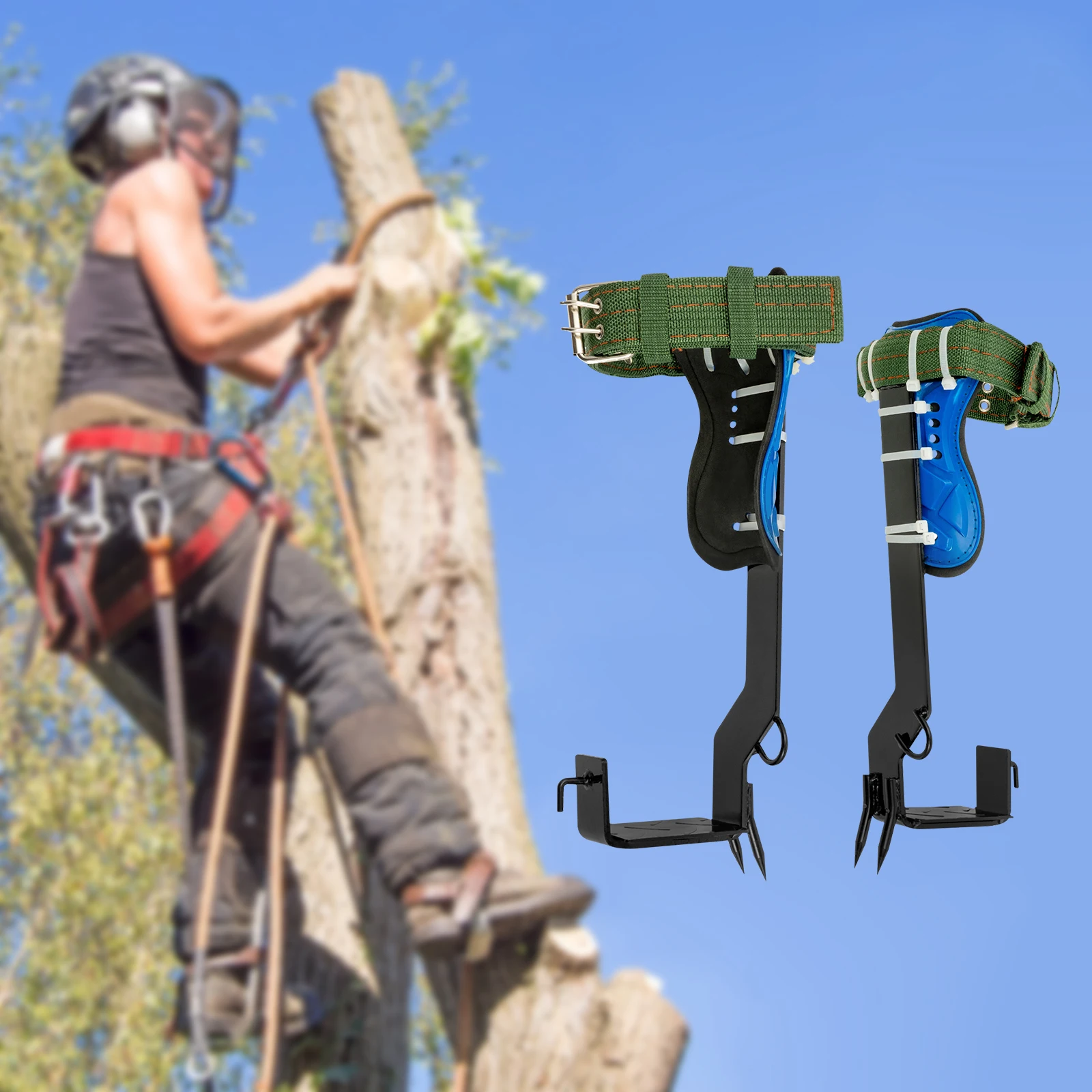 Portable Tree Climbing Tools with Safety Belt，Strong Load Carbon Steel Climbing Tool,for Indoor Climbing, Aerial Work,etc