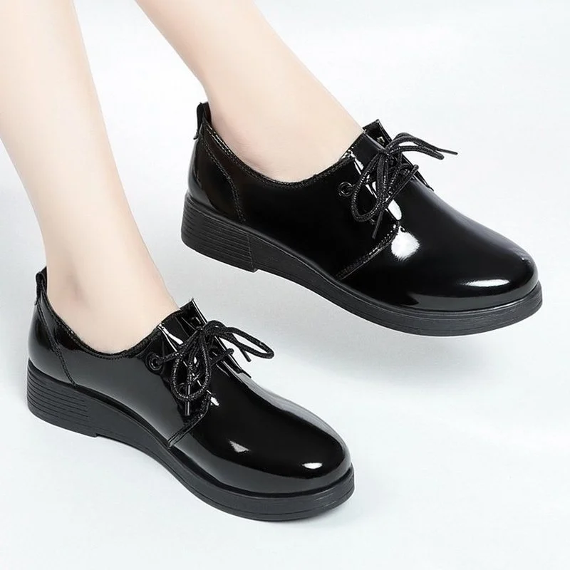 Sapatilhas Oxford Creeper para mulheres, sapatos de plataforma para  senhoras, sola grossa, vestido de renda, novo, outono - AliExpress