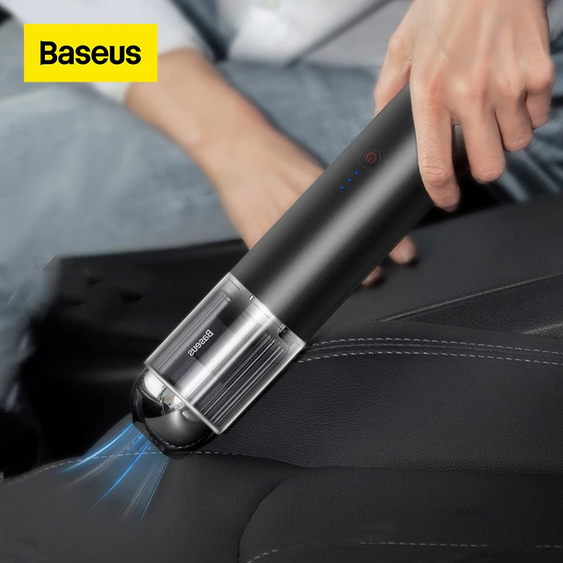 Baseus 15000Pa سيارة مكنسة كهربائية لاسلكية صغيرة سيارة تنظيف المحمولة مكنسة كهربائية ث مصباح ليد للسيارة الداخلية الأنظف