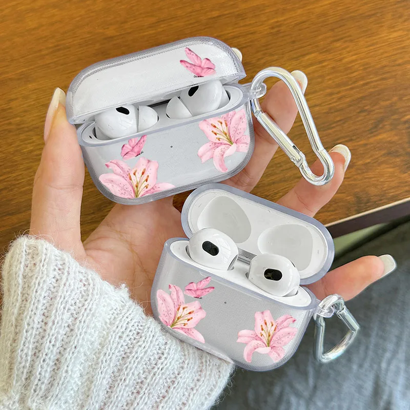 Clear Pink AirPods Case with Carabiner for AirPods Pro