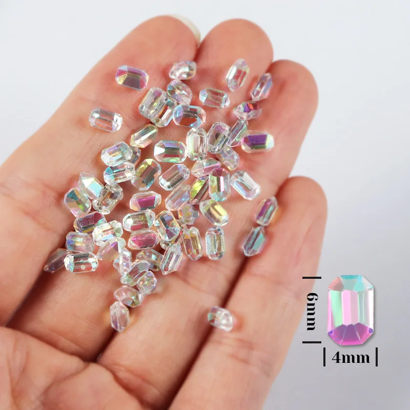 

50pcs 3D Aurora Charms Art Nail Shiny Crystal Rhinsetone Jewelry Accessories AB Glass Gem Acrylic Manicure Butterfly Nail Decor