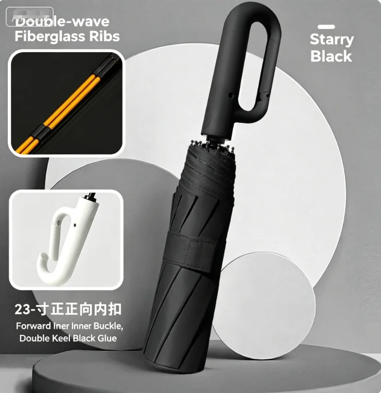 UV Protection UPF50+ Automatic Folding Sun Umbrella with Stylish Loop Buckle