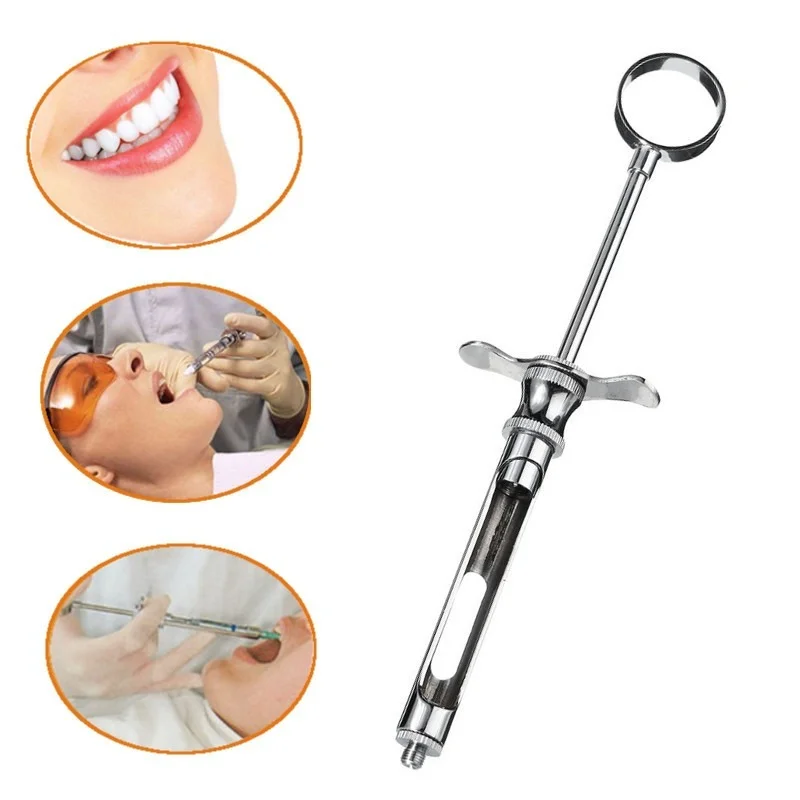 Dental Syringe Dental Anesthesia Aspirating Syringe Stainless Steel Dentistry Surgical Instrument with Head Teeth Care