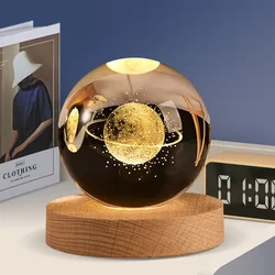 Sfera di Cristallo 3D Incisa con Galassia Mistica e Base in Legno