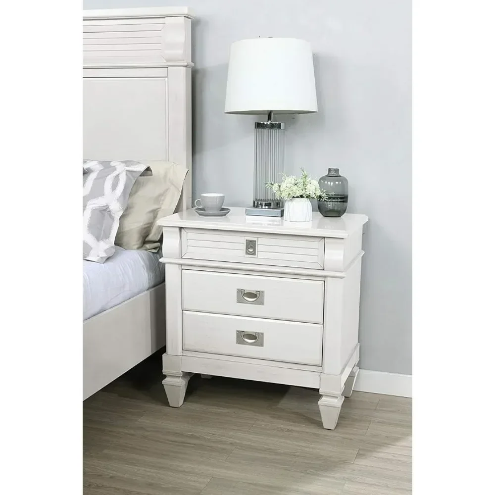 

Тумбочка с 3 ящиками, антикварная, белая