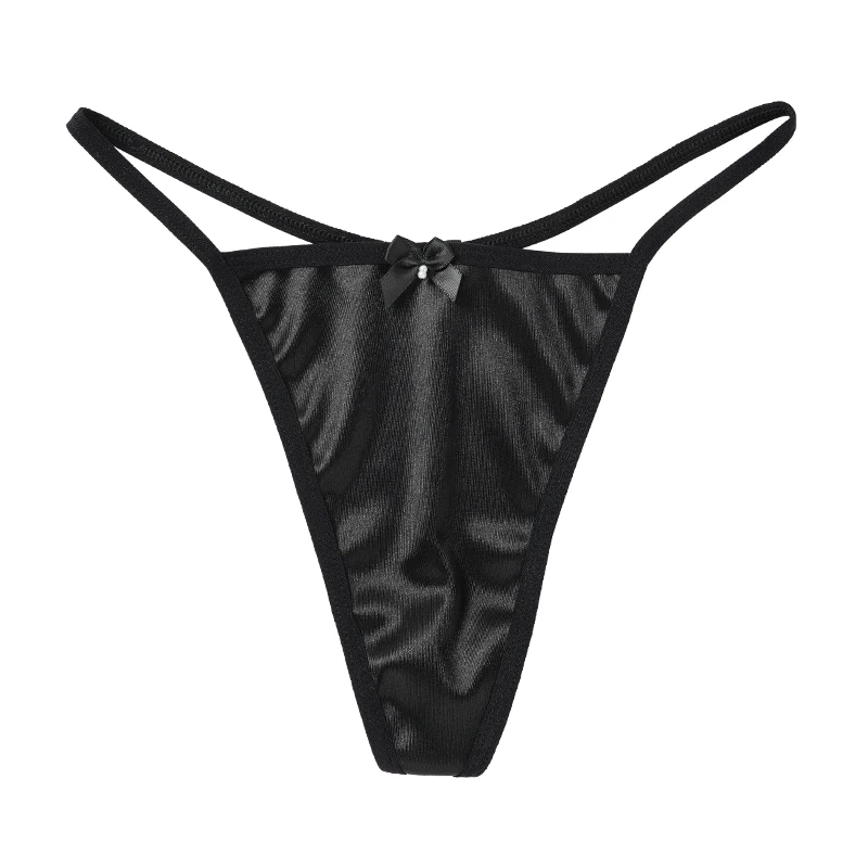 Women's Satin Seamless Sexy Thong Underwear
