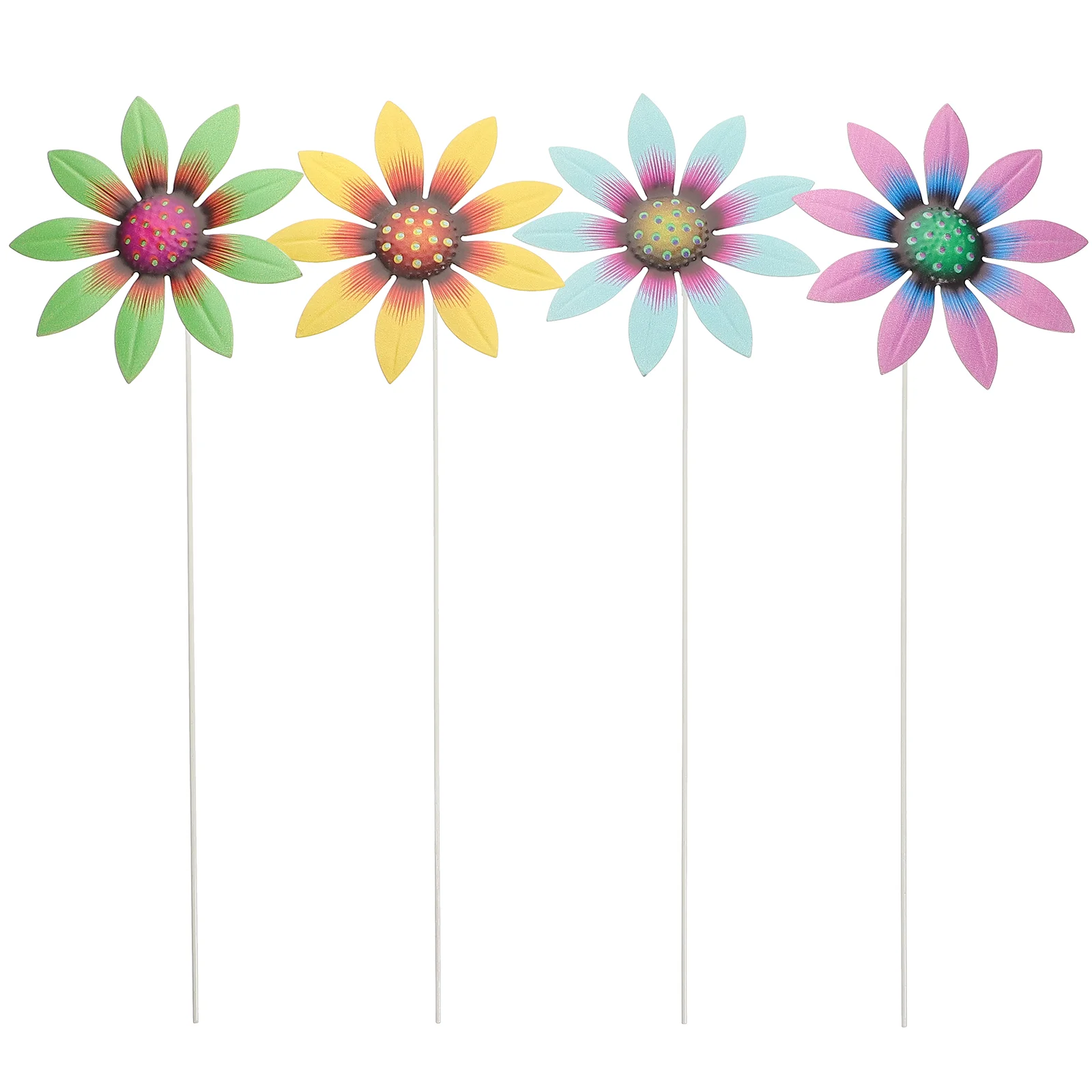 

4 Pcs Decorate Flower Plugin Ornament Metal Stakes Iron Outdoor Lawn Decorations