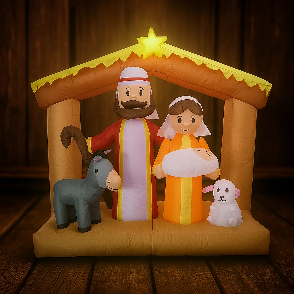 5,9 Fuß Weihnachten Urlaub Krippe Dekor Heilige Familie Esel Lamm Aufblasbare Weihnachten Hof Dekoration LED Hause Ornament Geschenk Spielzeug – Detail 2