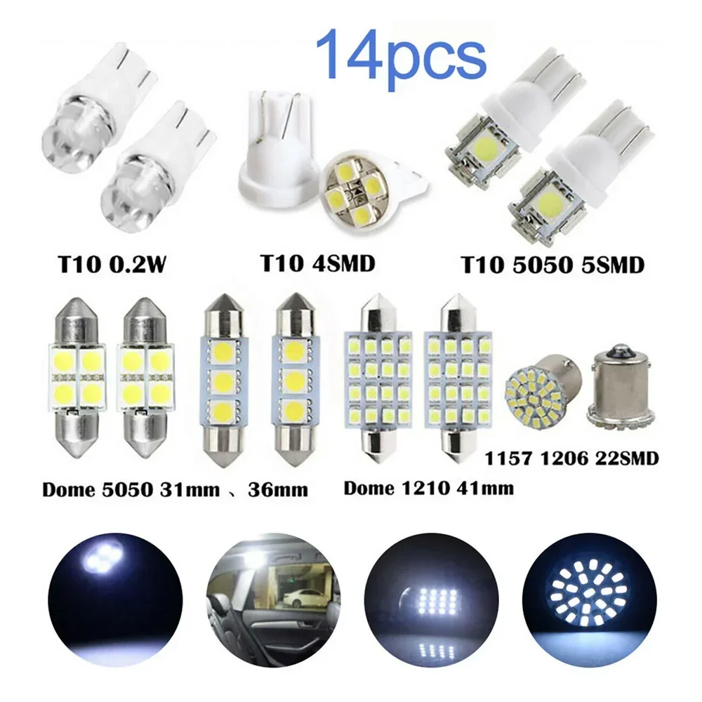 14Pcs T10 BA9S 3030 4SMD Led T4W 자동차 인테리어 돔지도 빛 ..