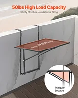 SucceBuy Table suspendue pour balcon, pliable en métal, pour balustrade, table de bar extérieure pour balustrades, table de service 3