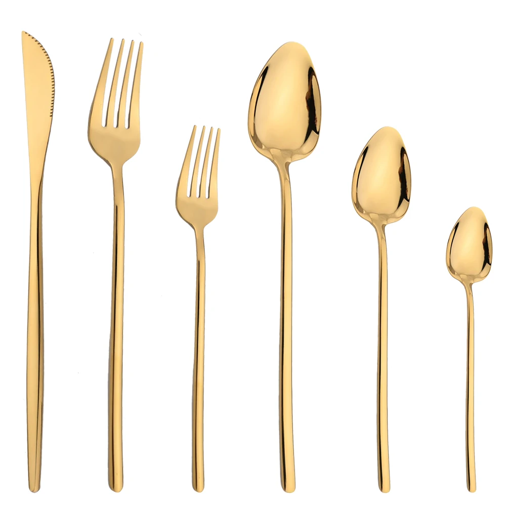 Cutlery Set Western Style Cutlery Set Picnic Cutlery Set Stainless Steel Cutlery Set Picnic Tableware Camping Cutlery Set Gold Cutlery Set 18/10 Stainless Steel Flatware Knife Fork Coffee Spoon Dinnerware Kitchen Tableware Mirror Western Silverware