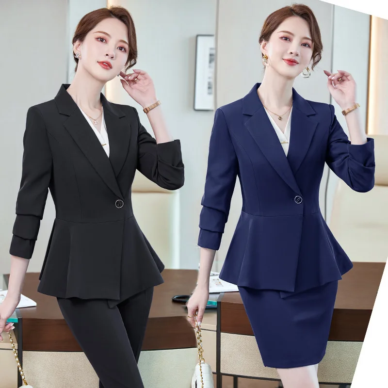 

Business Suit Women's Fashion Temperament Autumn and Winter Suit Formal Long Sleeve New Jewelry Store Beauty Salon Sales Work Cl