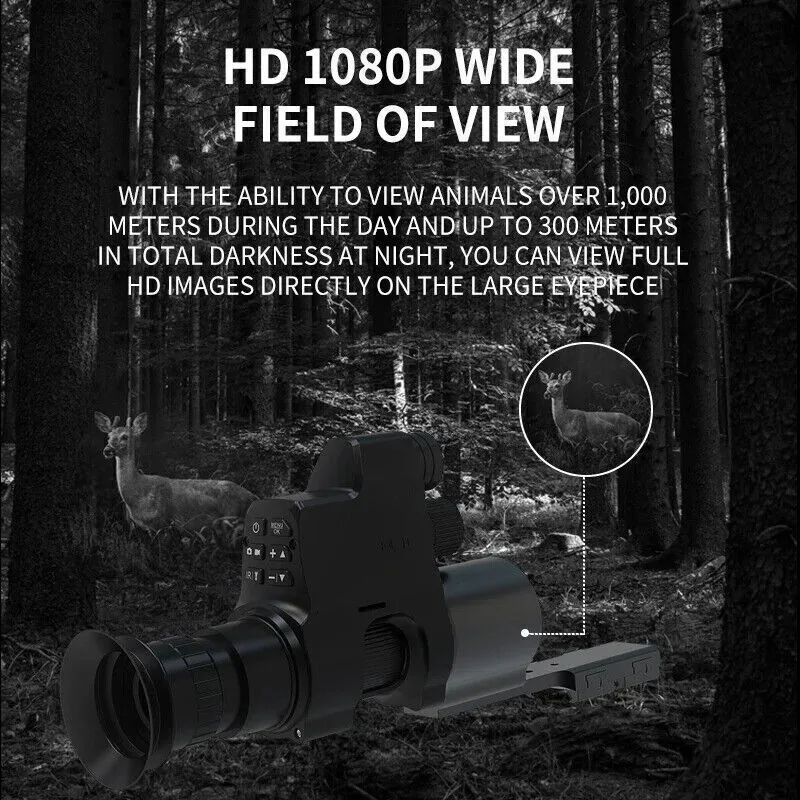 940nm/850nm Clip-on Night Vision Monocular 1080P HD Infrared Night Vision Scope