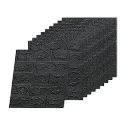 3D Decorative Self-adhesive Anti-collision Wall Stickers - Set of 10 - 38x 35cm 10pc (Black)