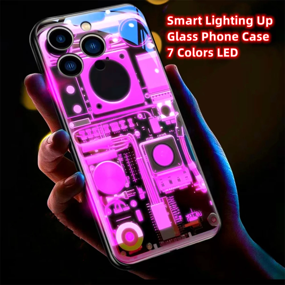 Mechanical Internal Screen Led Light Call Flash Phone Case Glitter Cover For Samsung A54 A53 A52 A51 A12 A14 A21S A50 A73 A72