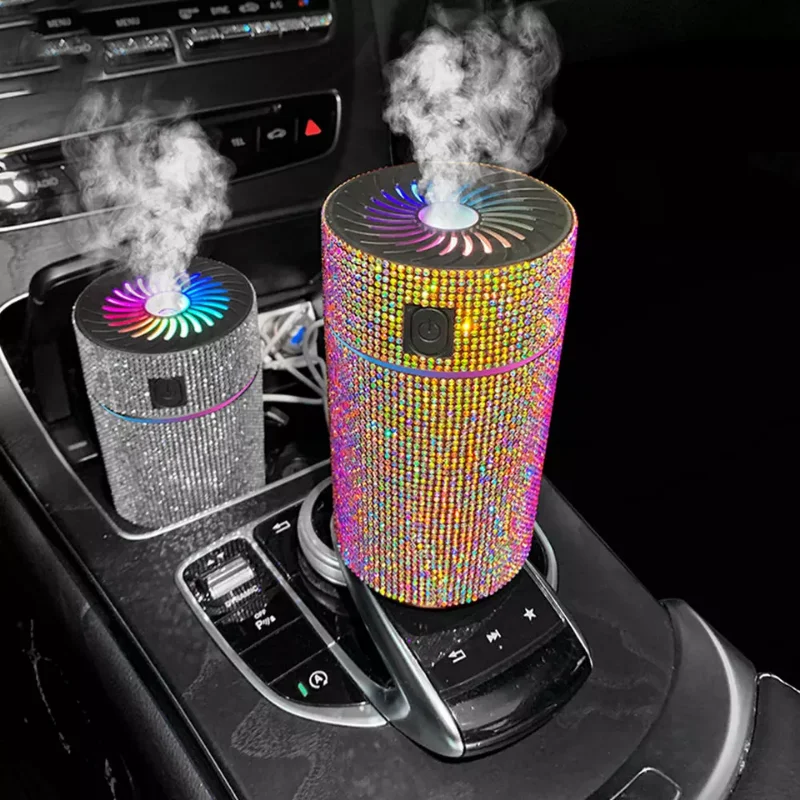 Luxury Diamond Car Diffuser Humidifier with LED Light Auto Air Purifier Aromatherapy Diffuser Air Freshener Car Accessories air humidifier air freshener air purifier