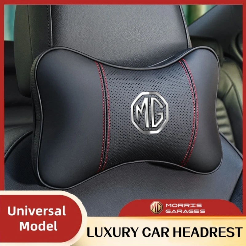 모리스 가라지 MG ZS 5 7 6 사이버스터 MG4 EV ES5 HS ONE용 자동차 범용 시트 헤드레스트 양면 PU 가죽 목 메모리 베개
