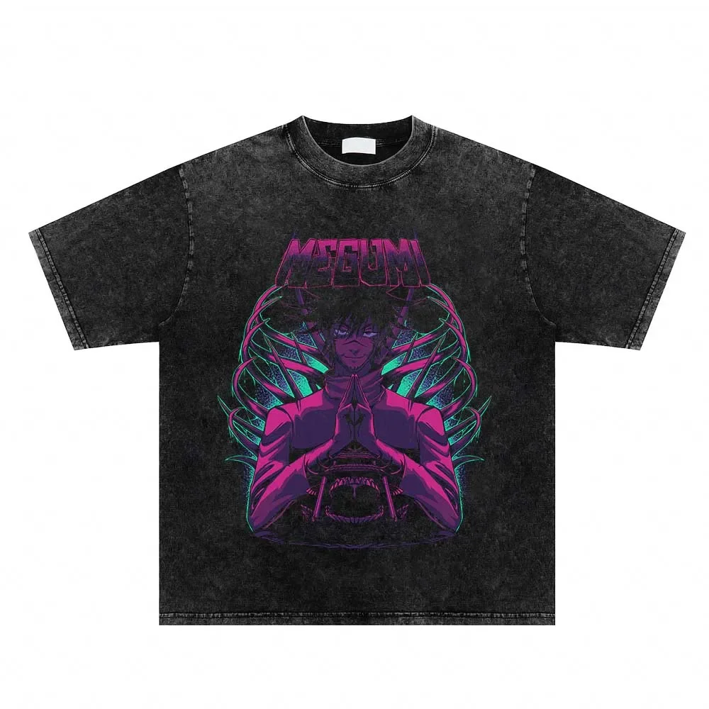 

Летняя футболка с коротким рукавом, уличная одежда, футболка с рисунком японского аниме, хлопковые топы в стиле харадзюку, футболки, мужская черная футболка с эффектом потертости в стиле хип-хоп