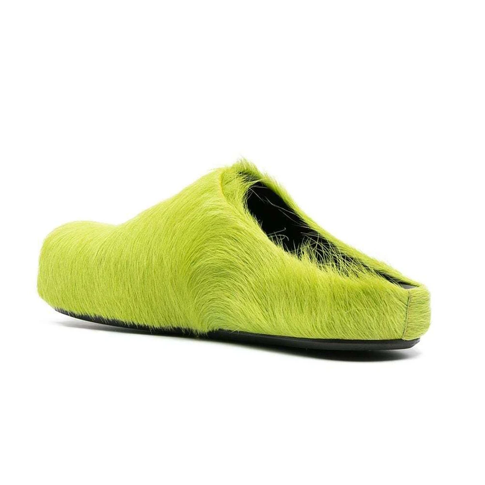 

Women Horse Hair Shoes Fur Mules Flat Slippers 2024 Spring Autumn Fashion Slides Thick Sole Casual Comfortable Men Flat Slippers