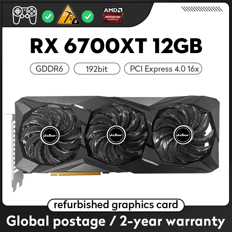 Jieshuo Rx 6700Xt 12G Gpu Amd Radeon Rx6700Xt 12Gb 192Bit 8 + 8Pin Schede Grafiche Supporto Desktop Computer Game Rx 6700Xt 3 Dp1Hdmi