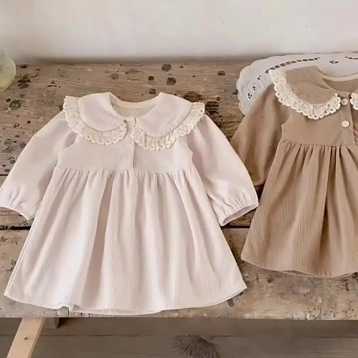 Robe Bébé Fille Vintage à Col Dentelle - 100% Coton - Taille 3-6 Mois - Neuf Avec étiquettes