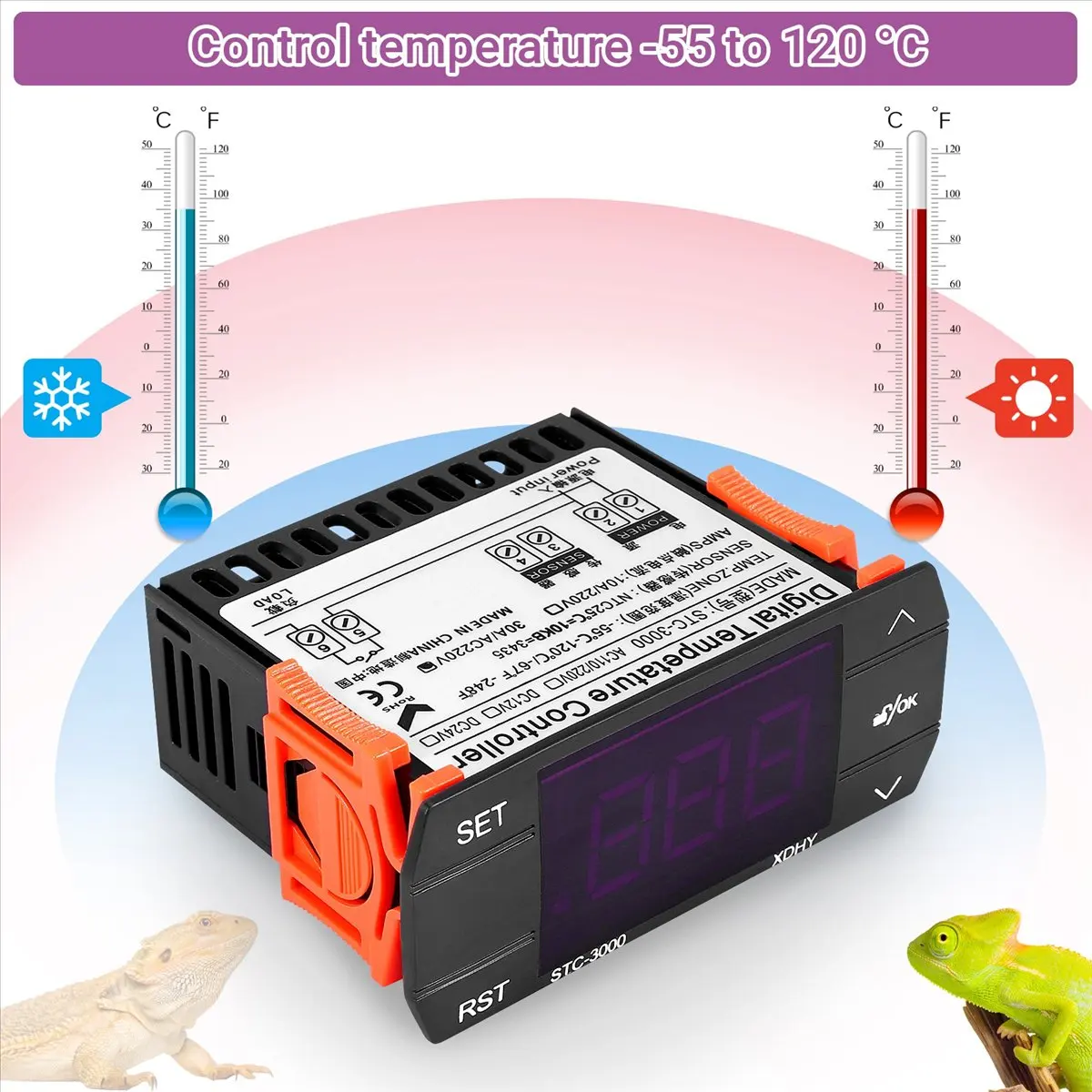 STC-3000 110V-220V 30A 프레스 디지털 온도 조절기 센서 포함 제어 도구
