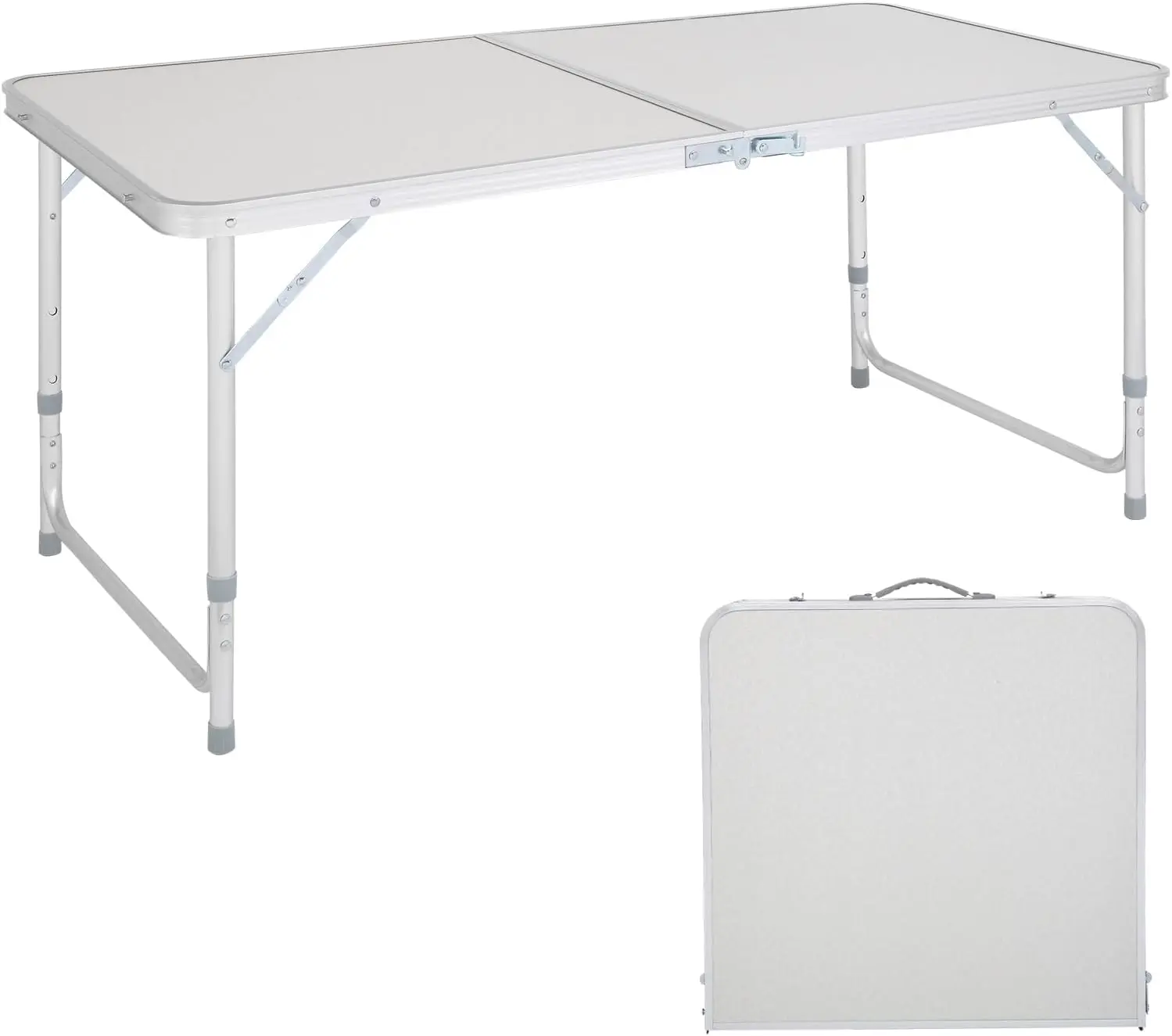 4ft Portable Folding Camping Table, Outdoor Waterproof Adjustable Height Table, Aluminum Lightweight Suitcase Foldable Table