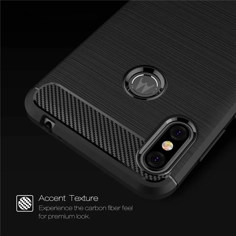Shockproof Silicone Case with Brushed Carbon Fiber Design - Soft Back Phone Cover
