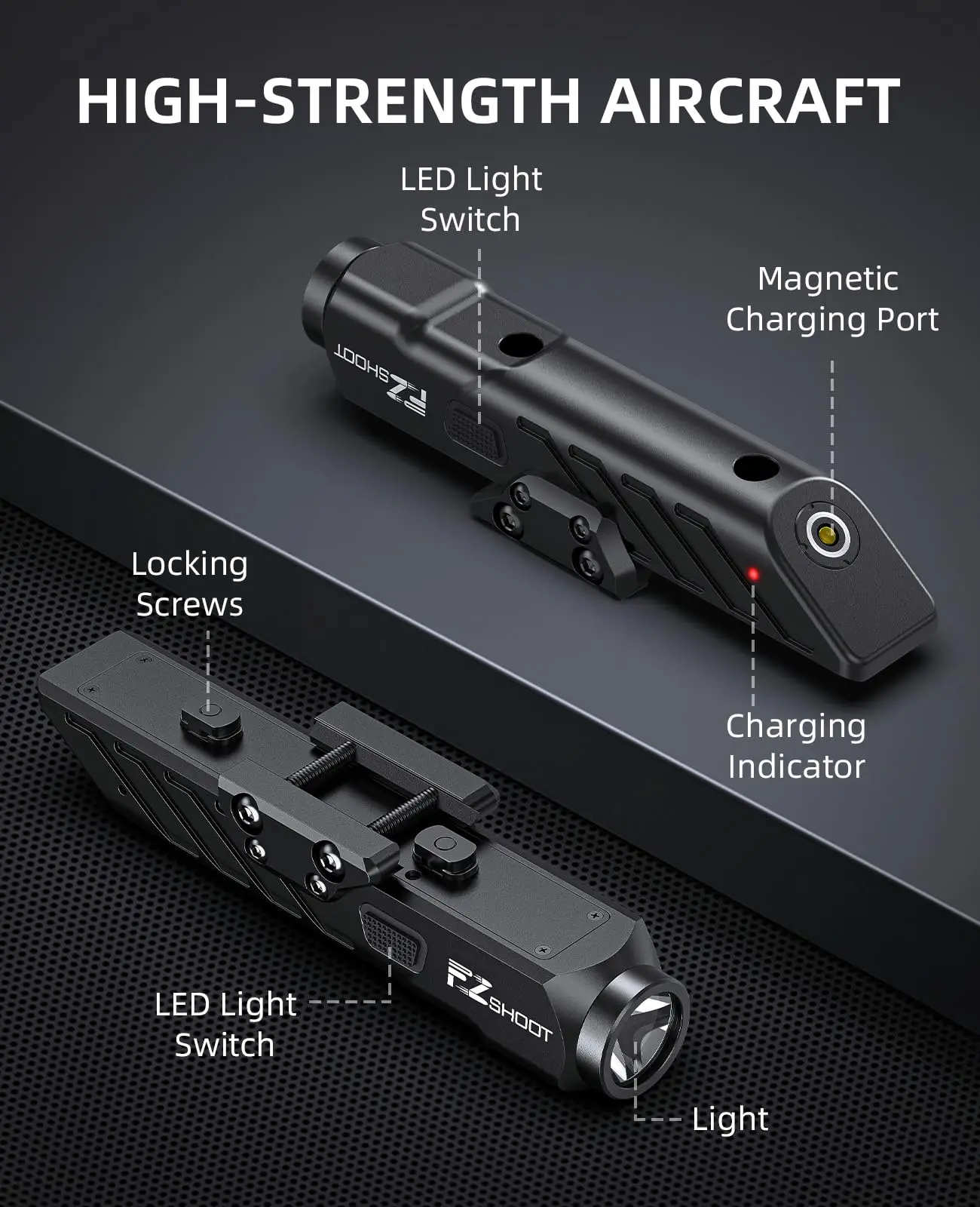 EZshoot 1700 Lumens Tactical Flashlight LED Light for Rifle Compatible with Picatinny and M-Rail Magnetic Rechargeable Strobe