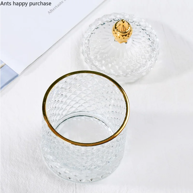 Transparent Glass Jar with Cover Storage Tank Jewelry Box Storage Boxes Cotton Swab Box Candy Jar Storage Bottles Home Organizer 5