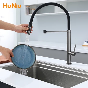 ก๊อกน้ําห้องครัวก๊อกน้ําอ่างล้างจานยางดึง Stream Sprayer ก๊อกสแตนเลส 304 Rotatable KITCHEN Mixer Water TAP Crane 2