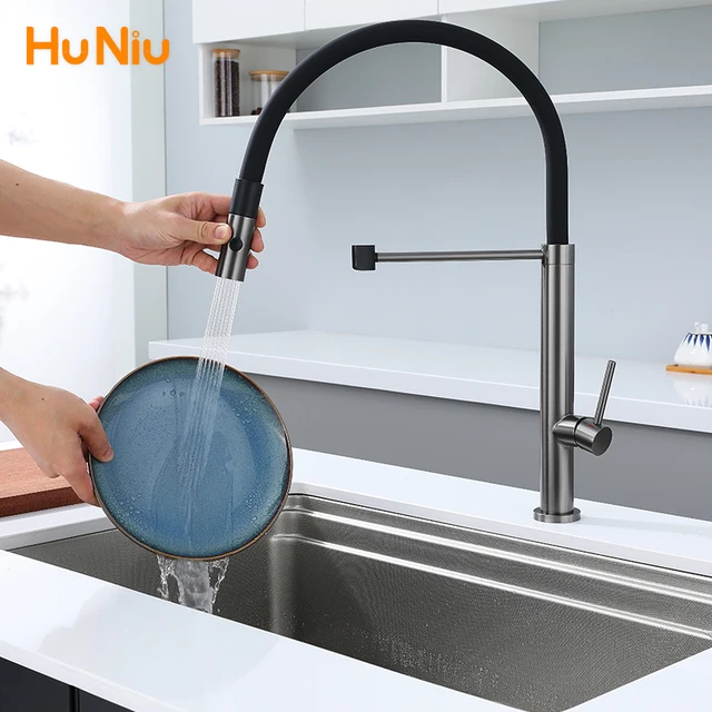ก๊อกน้ําห้องครัวก๊อกน้ําอ่างล้างจานยางดึง Stream Sprayer ก๊อกสแตนเลส 304 Rotatable KITCHEN Mixer Water TAP Crane 2