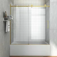 Sliding Bathtub Shower Doors, 57 1/2-60 in. W Adjustable x 60 in. H, 5/16 inch(8mm) Tempered Safety Glass Thickness, 1