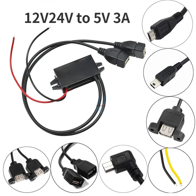 12V24V to 5V 3A Micro Mini USB Step Down Voltage Power Supply Output Adapter  Low Heat Auto Protection DC DC Car Power Converter - AliExpress