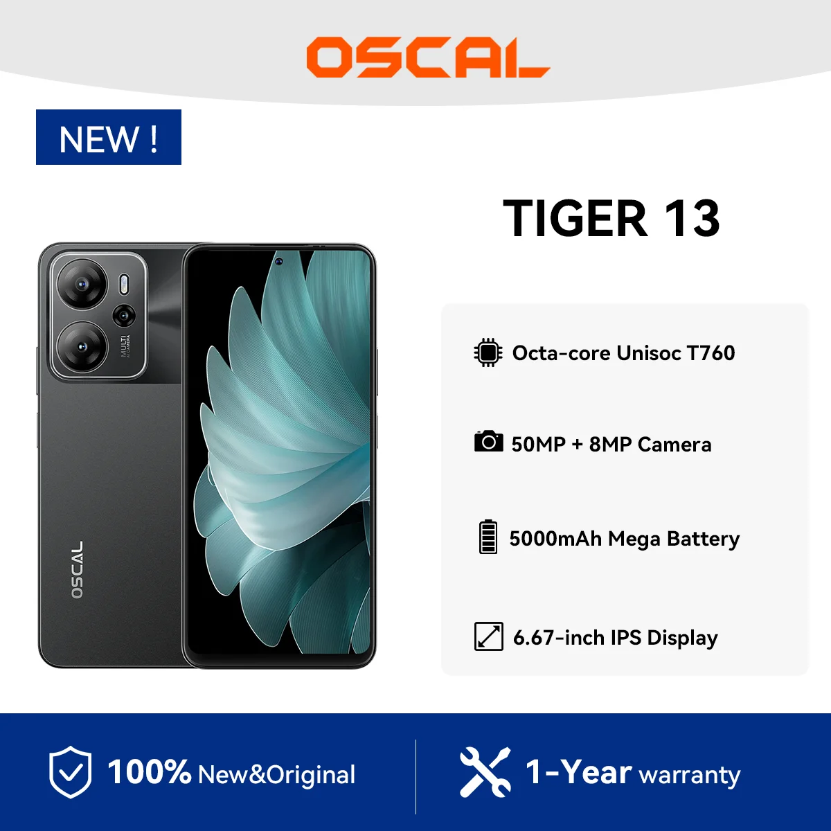 Unisoc-スマートフォン13,5g,OSCAM-TIGER mah,5000インチ,IPS