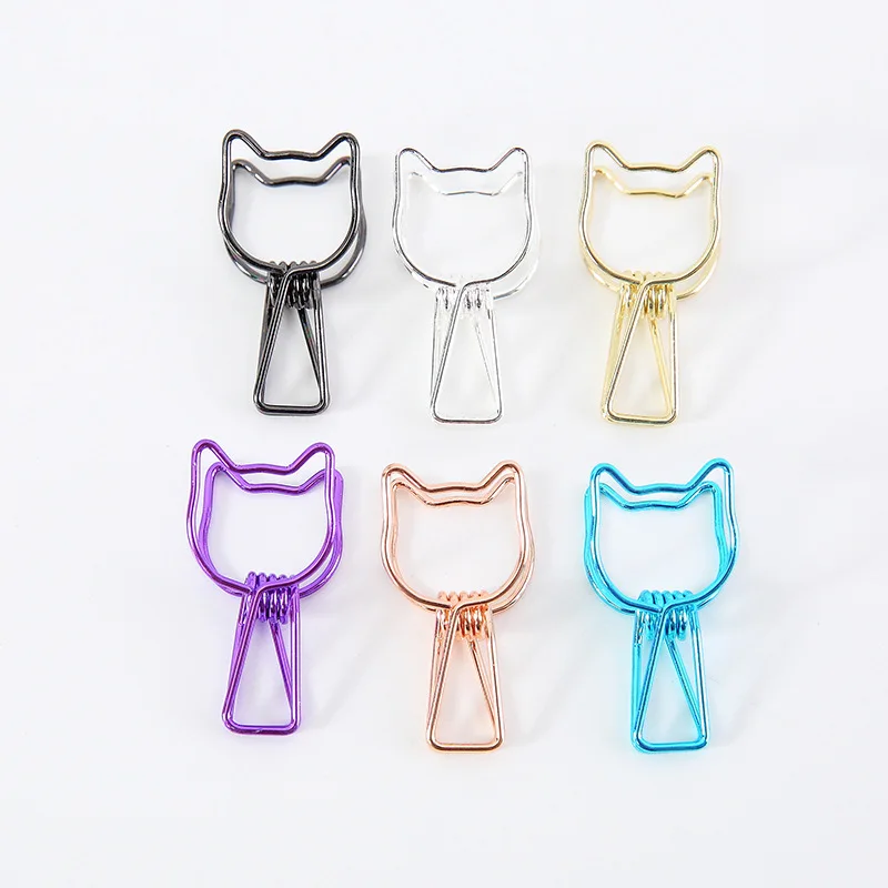Mini Paper Clips Cartoon Cat Bookmarks Stationery Paperclips Students Paper Book Page Clips Organizer Management paper clips mini bookmark book clips 6pcs/lot