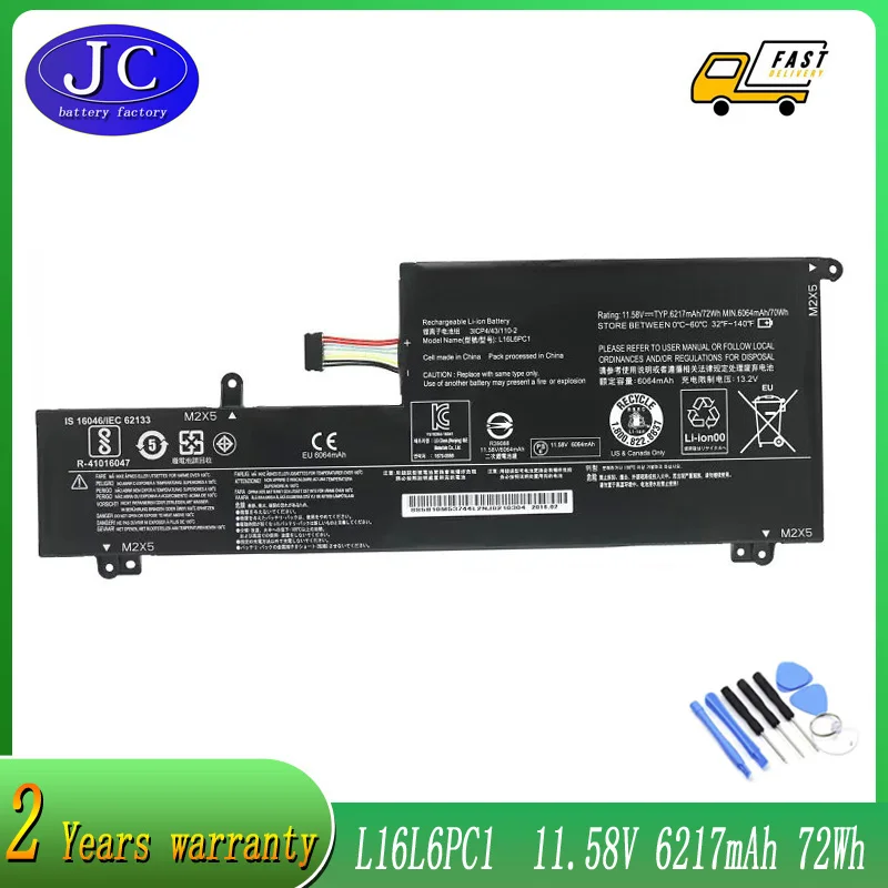 

JCLJF new L16L6PC1 L16C6PC1 Laptop Battery for Lenovo Yoga 720 720-15 720-15Ikb Series Notebook L16M6PC1 11.58V 6217mAh