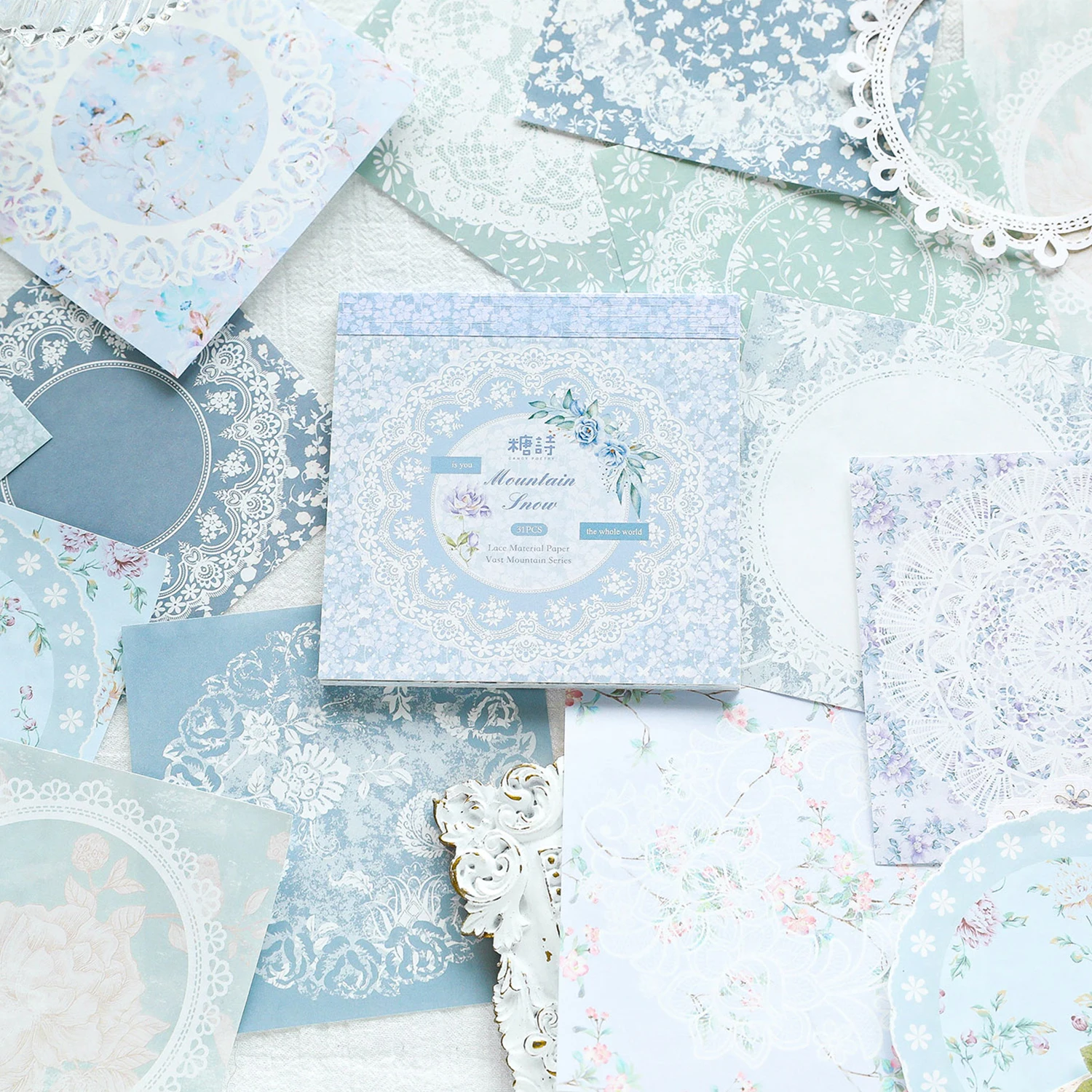 Vintage Lace Scrapbook Paper Materials Non-sticky Collage Paper for Journals Notebooks DIY Crafts Creative Aesthetics Stationery 3