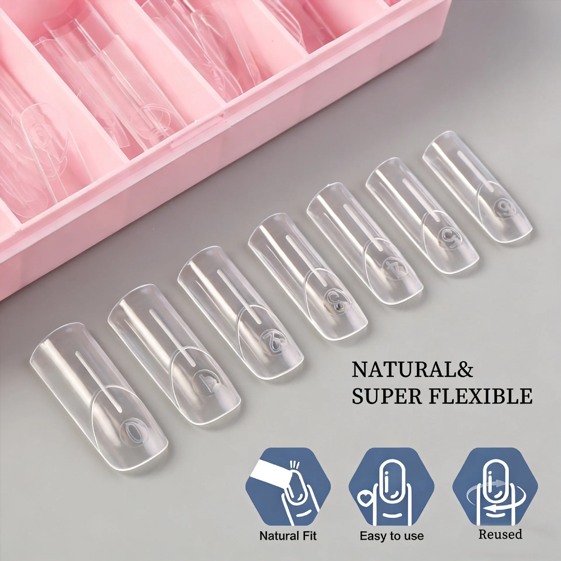 140개 네일 듀얼 폼 프렌치 라인 퀵 익스텐션 아크릴 네일 팁 몰드 재사용 가능 프렌치 매니큐어 도구 14 사이즈