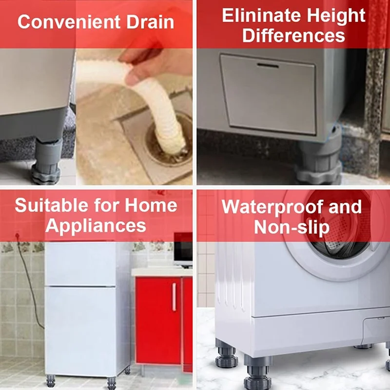 4Pcs Washer Foot Pad Anti Vibration Pads Washing Machine Holder Dryer Shock Support Prevent Moving Non-Slip Home Supplies washing machine pads,anti vibration pads