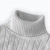 New Men's Turtleneck Sweater Solid Color High Neck Pullover Knitted Sweaters Casual Elastic Sweatwear Mens Fall Winter