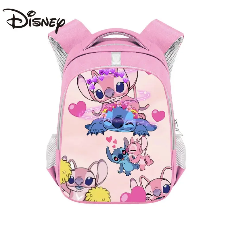 

New Disney Stitch Pink Girl Fashion Schoolbag for 6-12 Years Old To Reduce The Burden and Protect The Back of The Shoulder Bag