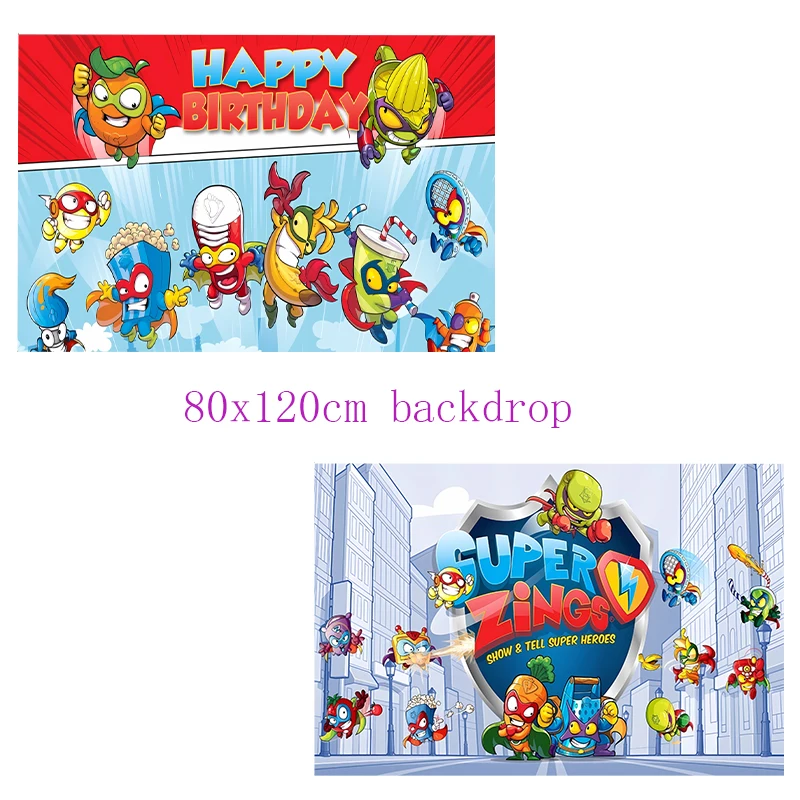 Description Picture 6 of itemNew Superthings Birthday Party Decoration Tableware Supplies Set Banner Cake Topper Balloon Backdrop for Kids Party Decoration