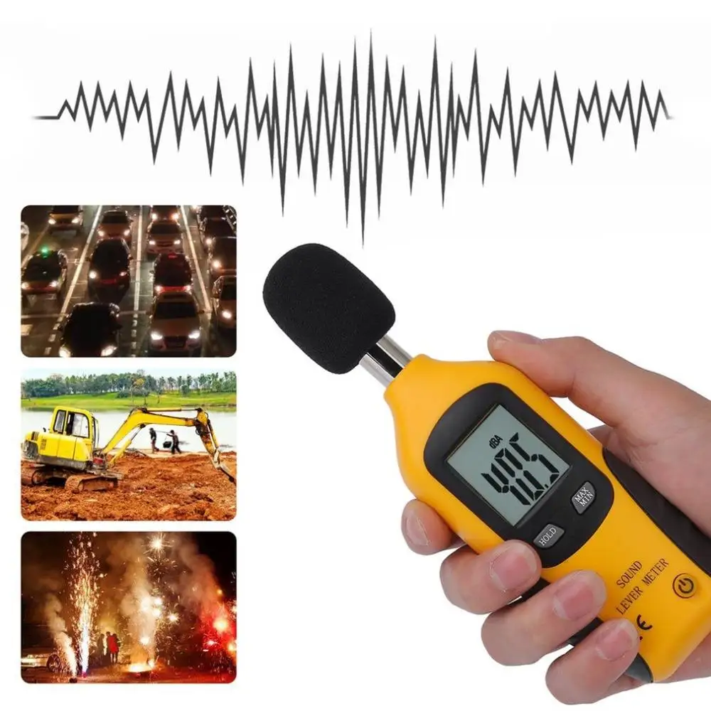 HTI HT-80A Noise Decibel Digital Sound Meter 30 – 130 dB Audio Measure Device To