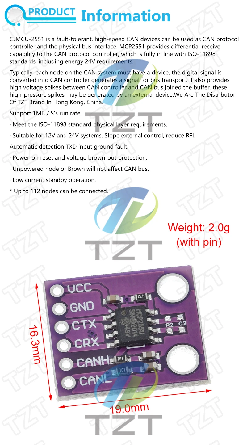1/3PCS MCP2551 High-speed KÖNNEN Protokoll Controller Bus Interface modul für arduino – Detail 1